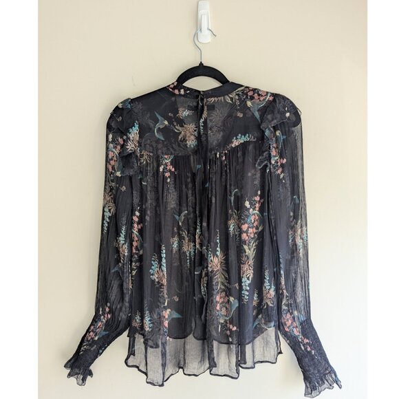ALLSAINTS Lara Melisma Sheer Floral Print Blouse - Picture 9 of 15